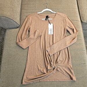 Bobi Java Light Brown Burnout Sheer Casual Neutral Minimalist Top Size XS